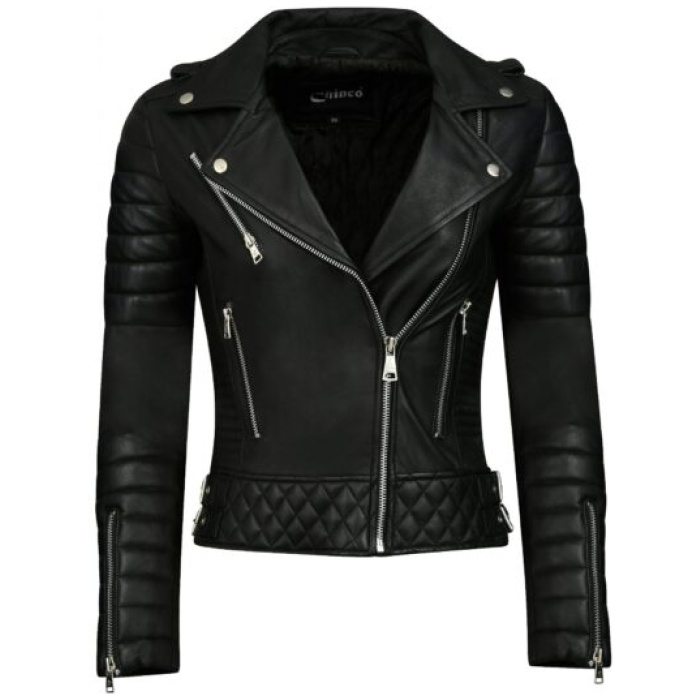 DELORE Biker jack dames zwart