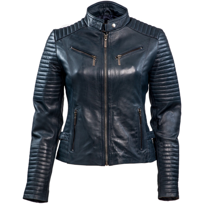 348 biker jack blauw dames
